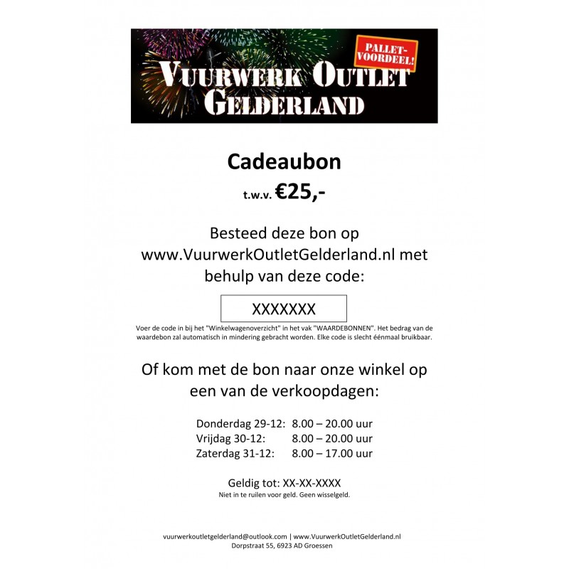 tornado pion los van Cadeaubon 25 Euro - Vuurwerk Outlet Gelderland